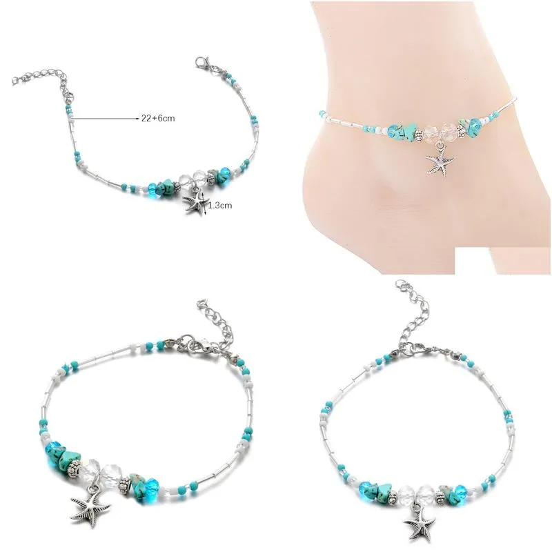 Fashion simple trend handmade alloy Crystal Starfish beach Anklet