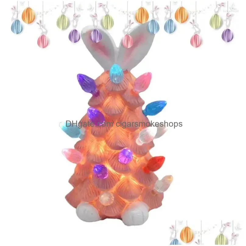 Decorative Objects & Figurines Pink Tree Easter Resin Light Up Tabletop Battery Powered Decor Table Centerpiece For Theme Parties Drop Dhuq4