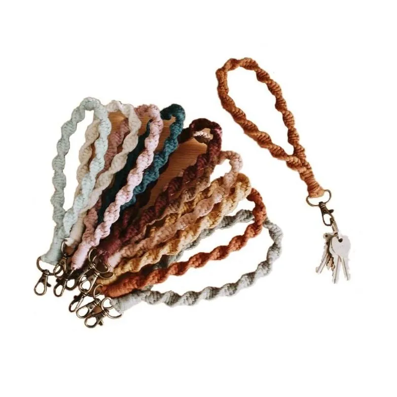 Keychains Lanyards Boho Bag Accessories Rame Wristlet Wrist Lanyard Strap Keyring Bracelet Assorted Color Rames Braided Key Drop De Dh5Rz