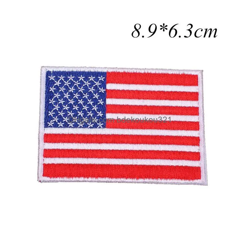 Sewing Notions & Tools 3.5X2.5 Inch Large Size American Us Flag Embroidered Es Iron On Or Sew Clothes Bags Diy Garment Applique Drop Dhz3I