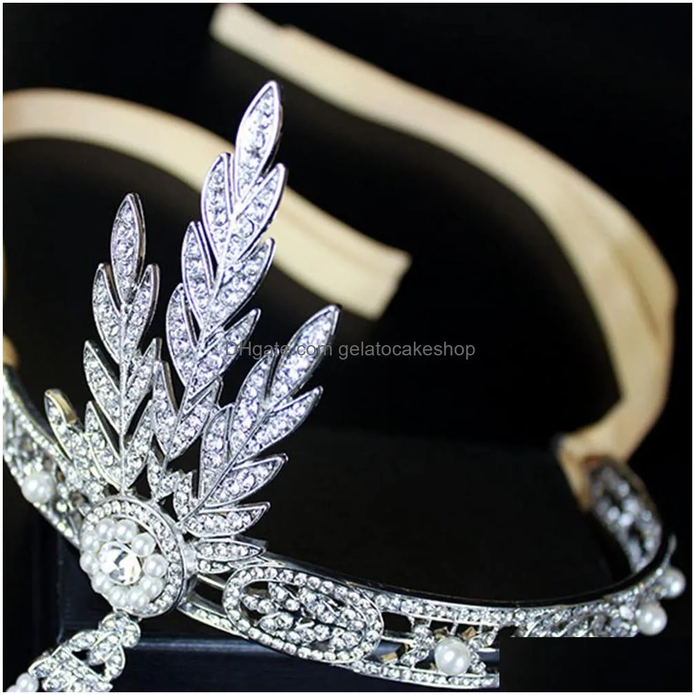 the gatsby hair crystals pearl tassels headpiece party hats hoop headband jewelry wedding bridal tiara hairband silver 10pcs for