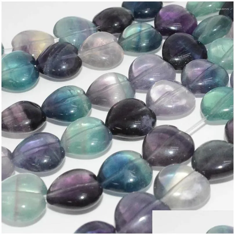 Loose Gemstones Natural Fluorite Heart Beads 14mm Strand Length 20cm 16 / Pack