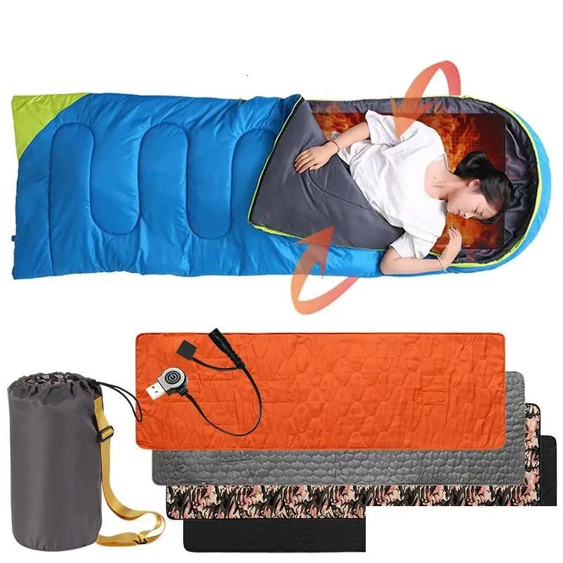 outdoor usb heating sleeping mat 5 heating zones adjustable temperature electric heated pad for camping tent mat 198x60mm 240223
