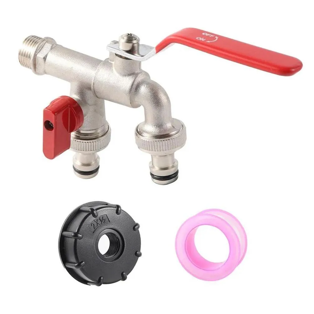 Heating Device Double Tap Ibc Tank Adapter S60X6 12Quot Garden Hose Faucet Watertank Replacement Connector Irrigation Accessories60487