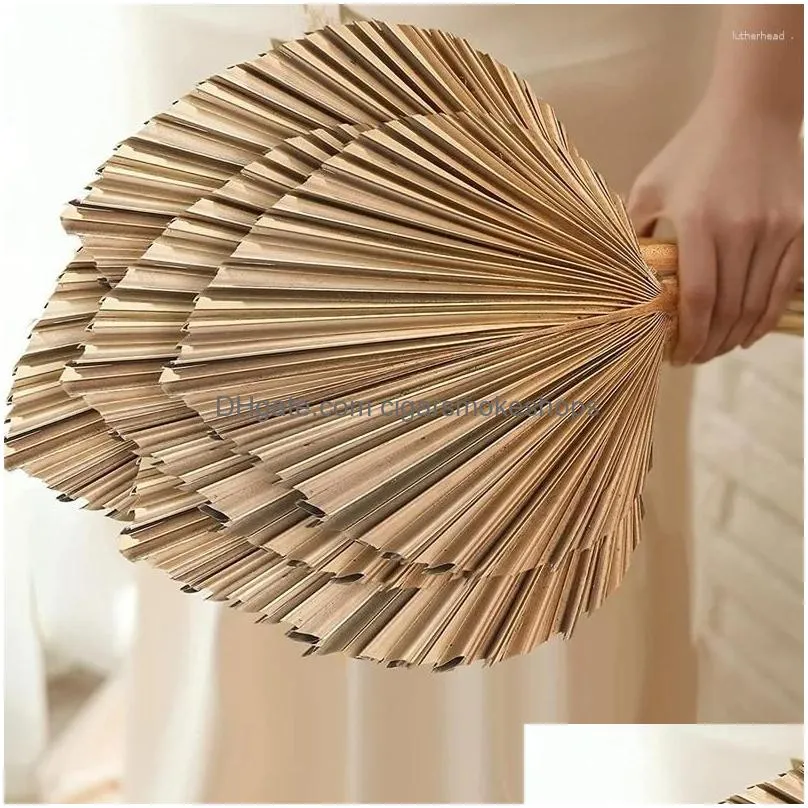 Decorative Objects & Figurines 5Pcs Natural Dried Palm Leaves Tropical Fans Boho Dry Decor For Home Kitchen Wedding Drop Delivery Gard Dhshb