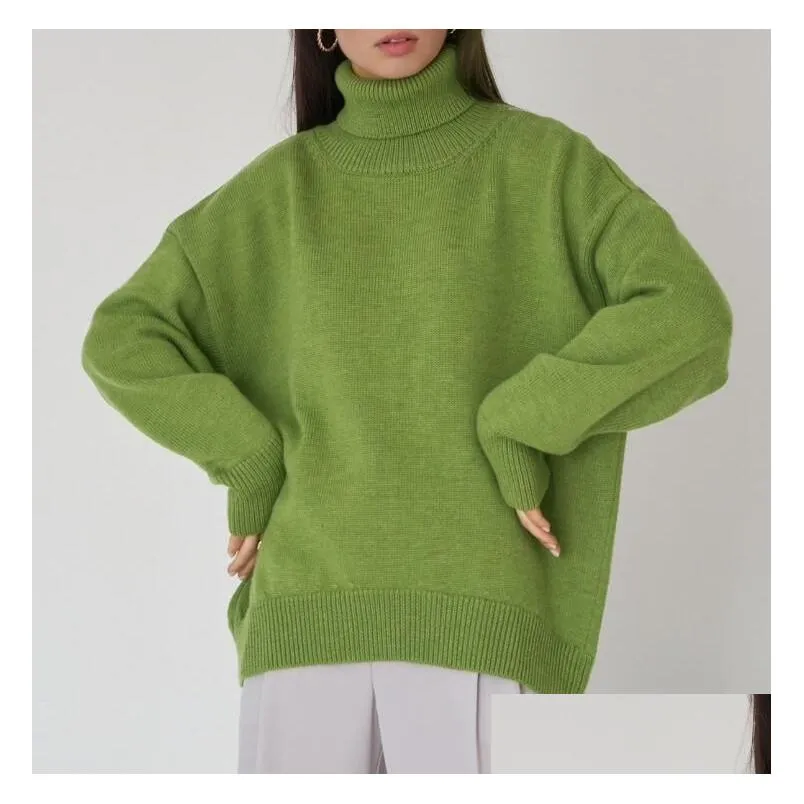 New Women`s Sweaters Women Turtleneck Sweater Autumn Winter Thick Warm Pullover Top Oversized Casual Loose Knitted Jumper Female