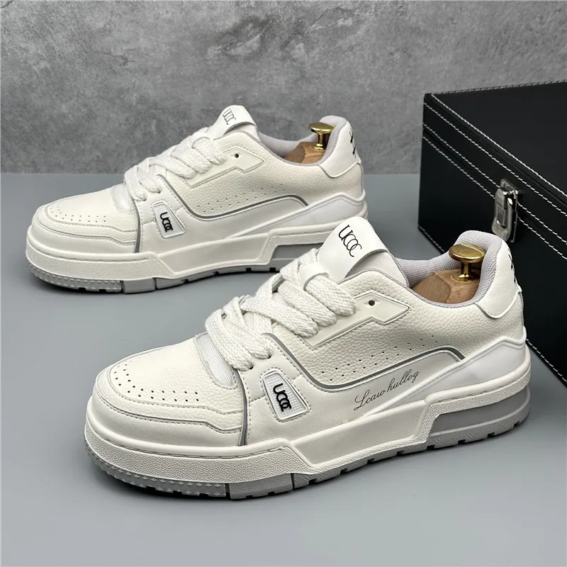 2024 Casual Shoes Fashion Leather Men Non-slip Wear-resistant Sneakers Women Comfortable Flat Slip-on Spring Autumn Couple Shoes