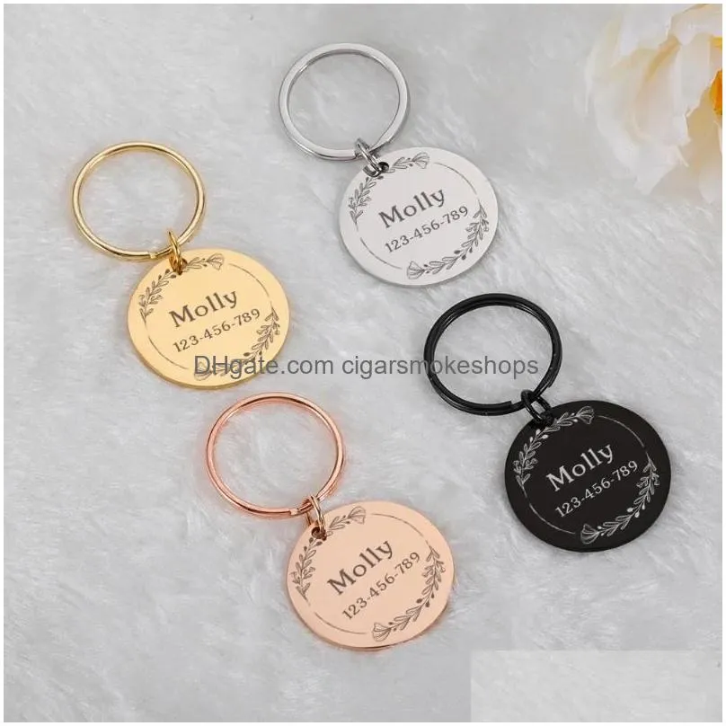 Dog Tag,Id Card Tag Personalized Pet Cat Id Collar Accessories Custom Engraved Necklace Chain Charm Supplies For Name Products Drop De Dhnh7