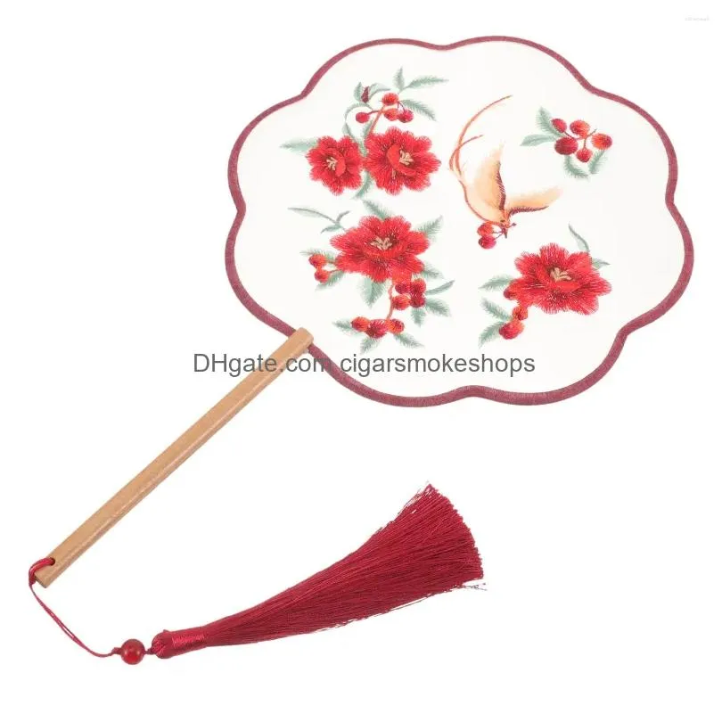 Decorative Objects & Figurines Chinese Fan Embroidery Hand Circar Fans China Han Ancient Dance Translucent Round Style Hanfu Cheongsam Dhhok