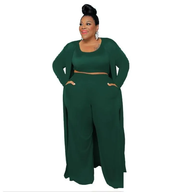 Casual Women Plus Size Tracksuits Fashion Sports Home Robe Coat Pants Three Pieces Suit Women`s Clothing Large Sizes for Female