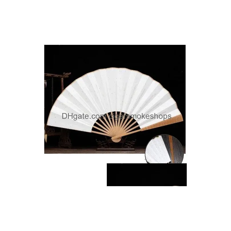 Decorative Objects & Figurines White Paper Fan With Blank Space For Calligraphy And Painting Diy Hand Dn 7/8/9/10 Inch Rice Folding Dr Dhux1