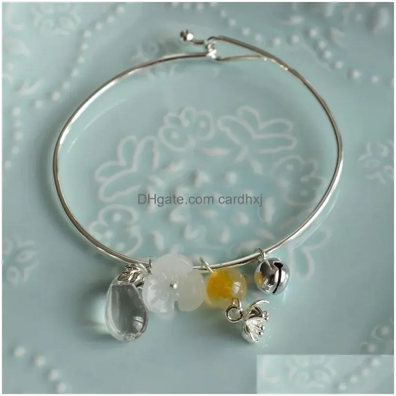 Bangle 1Pcs Handwork Antique Tian Guan Ci Fu Hua Cheng Xie Lian Metal Bracelet Jewelry Women Girl Birthday Gift Jewellery Drop Delive Dhx5S