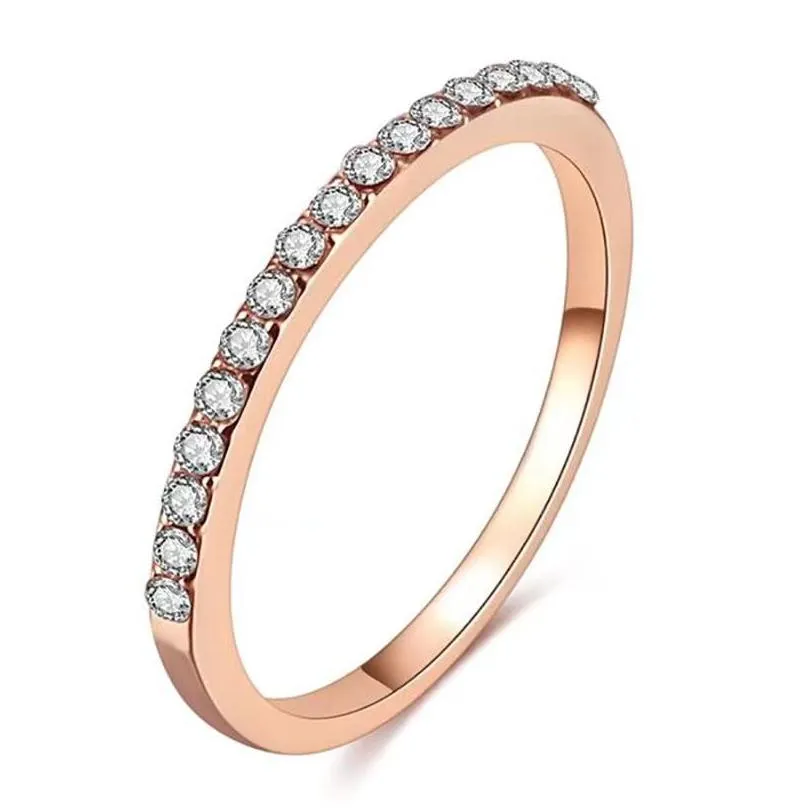 Band Rings Huitan New Minimalist Thin For Women Wedding Brilliant Cubic Zircon High Quality Versatile Female Finger Ring Jewelry Drop Otban