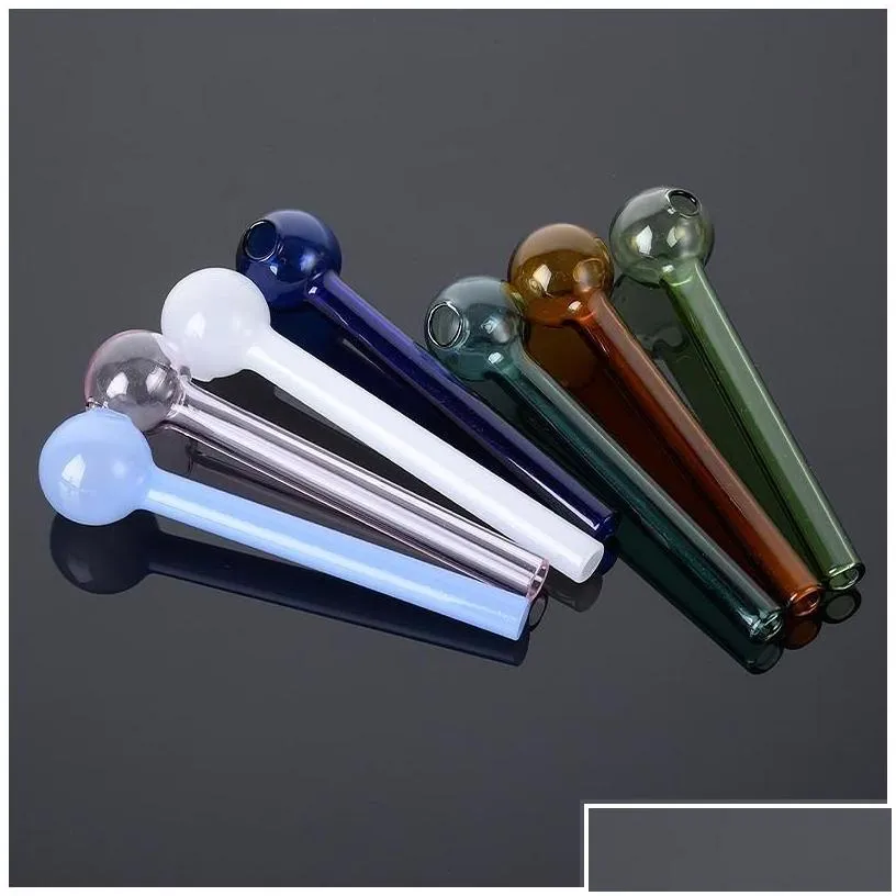 smoking pipes 10cm 4 inch pyrex glass oil burner pipe tobacco dry herb colorf water hand accessories tube drop delivery home garden