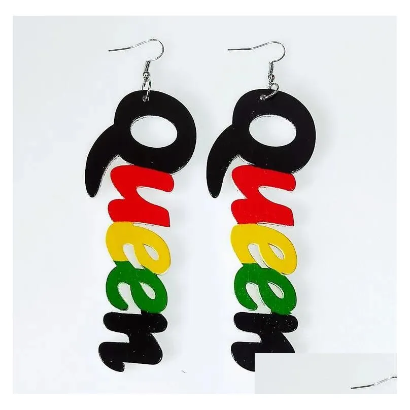 Dangle Chandelier Queen Earrings Wood Africa Hollow Out Letters Colorf Earring Vintage Party African Afro Jewelry Wooden Diy Ear Ri Dhipp