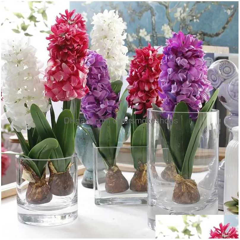 Decorative Flowers & Wreaths Lifelike Silk Flower Hyacinth Artificial Plants With Bb Simation Leaf Simated Drop Delivery Home Garden F Dhdiv