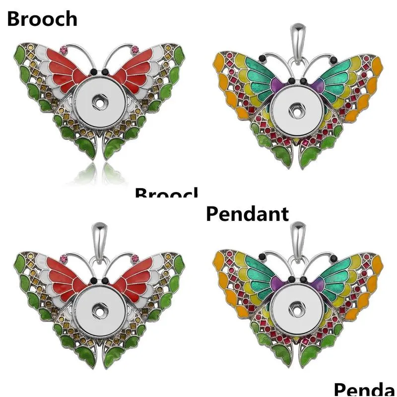 Pendant Necklaces Fashion Elegant Beauty Oil Butterfly Snap Necklace 60Cm Chain Fit 18Mm Buttons Jewelry Wholesale Xl0212 Drop Deliv Dhysg