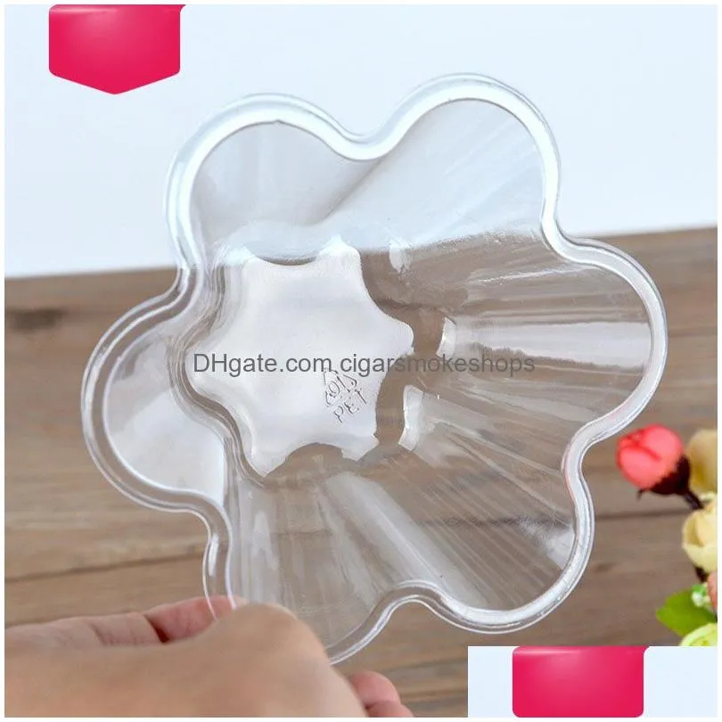 Ice Cream Tools Disposable Plastic Bowls Flower Shape Clear Pet Dessert Cup Drop Delivery Home Garden Kitchen, Dining Bar Kitchen Dhpv7