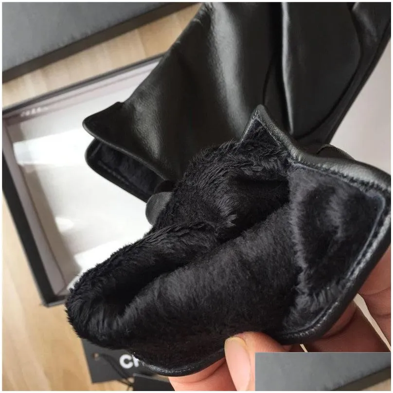 Fingerless Gloves Womens Winter Leather P Touch Sn Sheepskin For Cycling With Warm Insated Fingertip Drop Delivery Fashion Accessori Dhglj