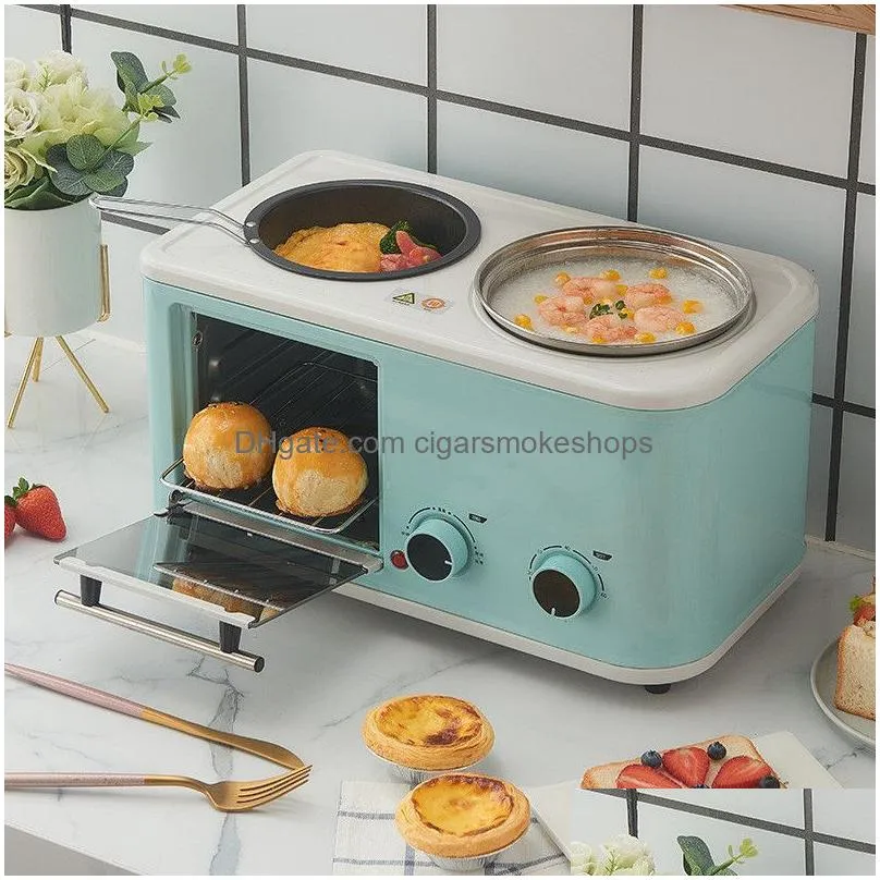 3 In 1 Breakfast Makers 220V600W Household 4 Hine Blyza02 5L Mini Bread Maker Toaster Oven Omelet Nonstick Frying Pan 230 Drop Delive Dhuz8