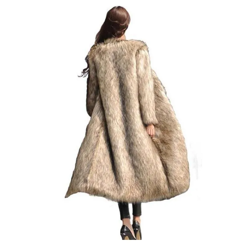 Women`s Fur & Faux Womens Winter Coat Solid Colors Fluffy Fleece Long Sleeve Furry Casual Asian Size S-6XL Plus Size