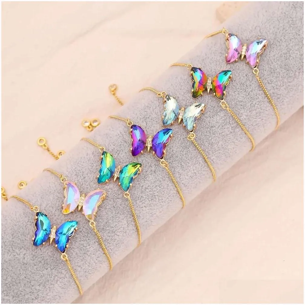 Cloud Brocade Jewelry Multicolor Colorful Zircon Butterfly Simple and Fashionable Light Charm Bracelet for Women