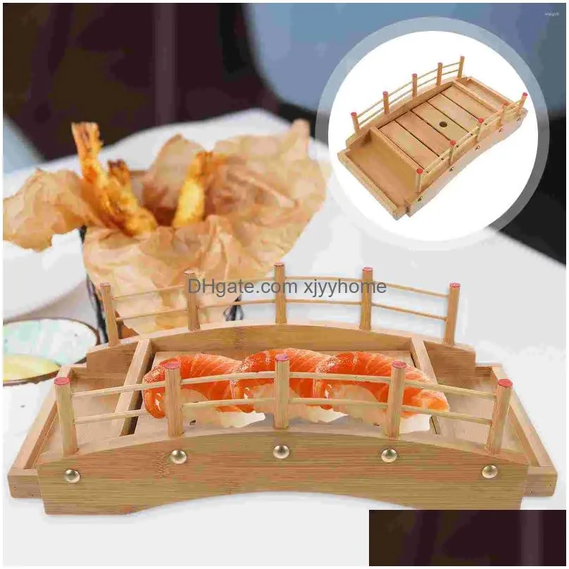 Dinnerware Sets Table Serving Tray Sushi Boat Platter Board Utensil Sashimi Bridge Plate Bamboo Drop Delivery Dhvbu