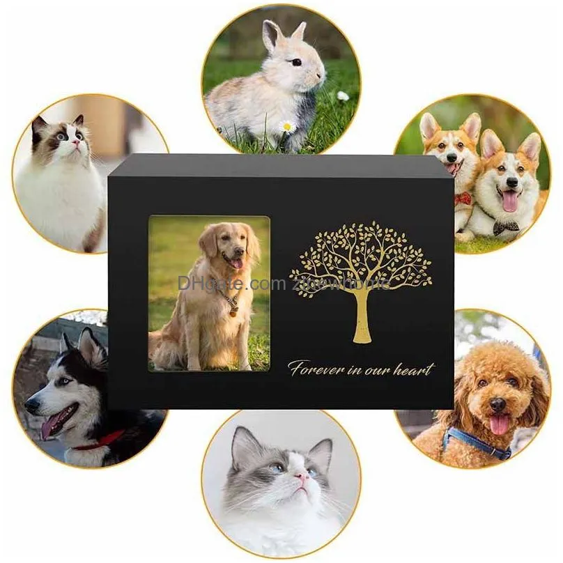 Other Dog Supplies Pet Memorial Urns For Dogs Or Cats Ashes Wooden Cremation With Personalized Po Frame Keepsake Box Loss Sympathy Rem Dhn6M