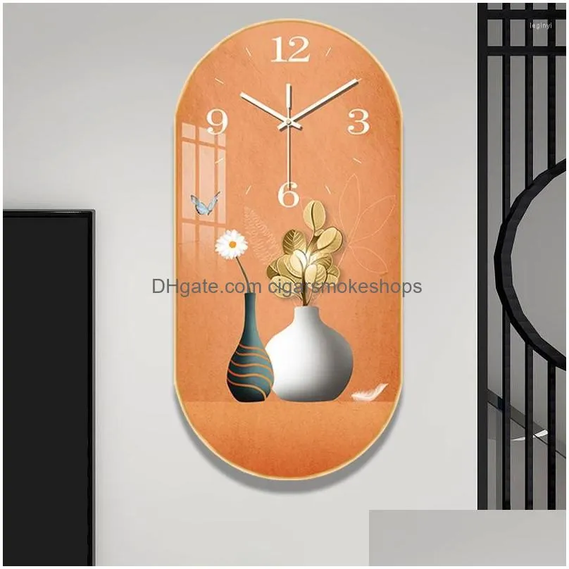 Wall Clocks Crystal Porcelain Clock Luxury Large Modern Living Room Household Fashion Decorative Painting Silent Drop Delivery Dhlki