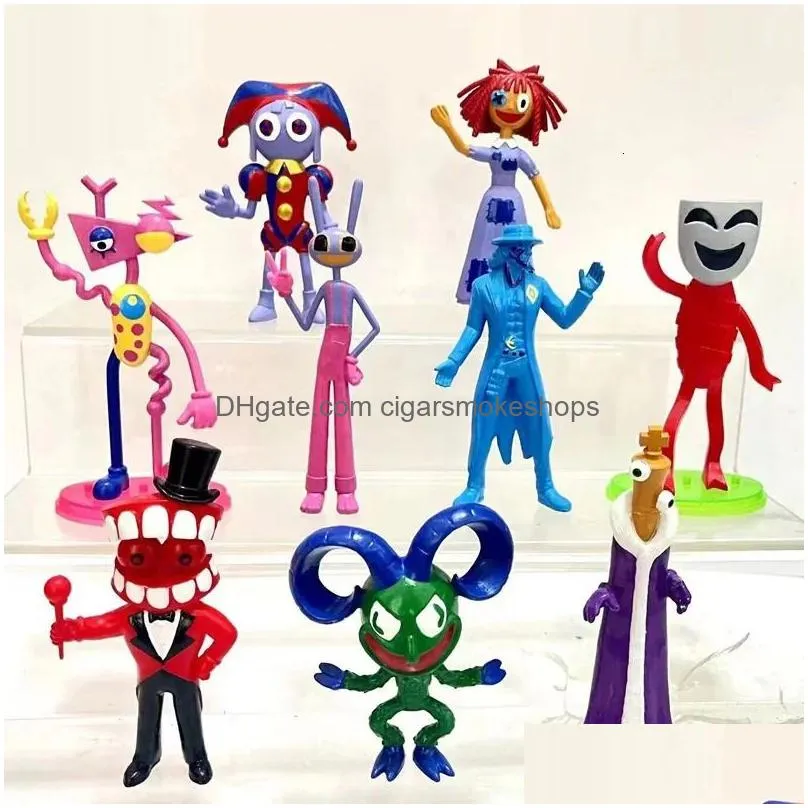 Decorative Objects & Figurines 691012Pcs The Amazing Digital Circus Figure Action Pvc Model Highquality Toy Desk Decor Collection Chil Dhgae