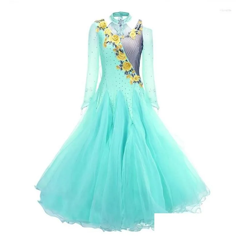 Stage Wear Waltz Ballroom Competition Dresses Standard Dance Performance Costumes Women Embroidery Evening Party Gown High End Big