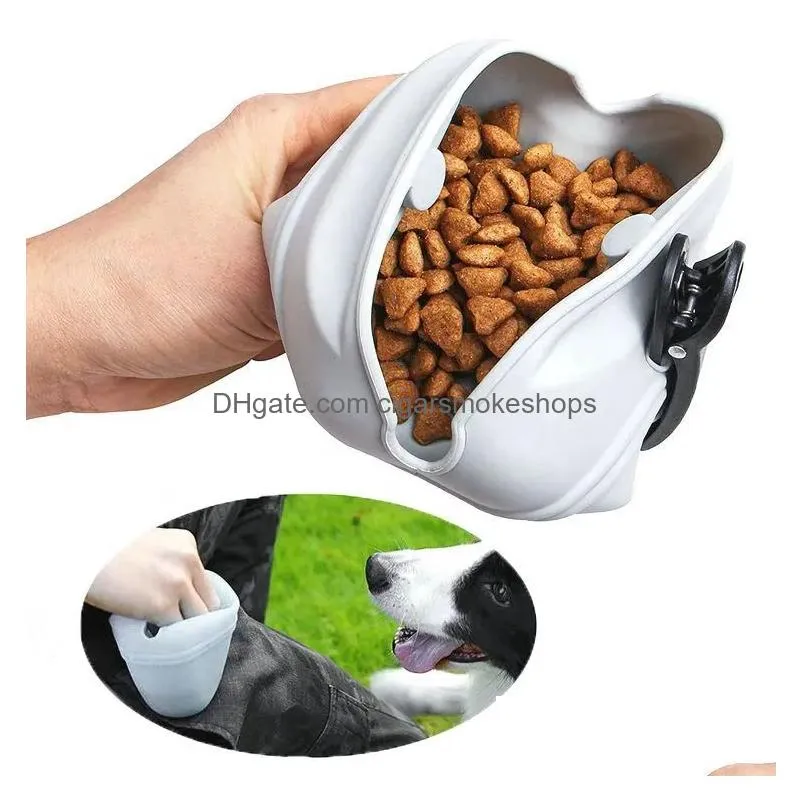 Dog Bowls & Feeders Portable Training Waist Bag Sile Treat Snack Bait Dogs Obedience Agility Outdoor Food Storage Pouch Reward Bags Fa Dhszr