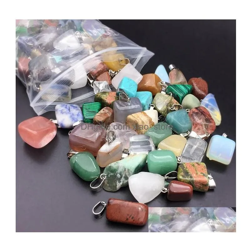 natural stone pendants irregular jade charms pendant necklace agate stone quartz opal jewelry wholesale