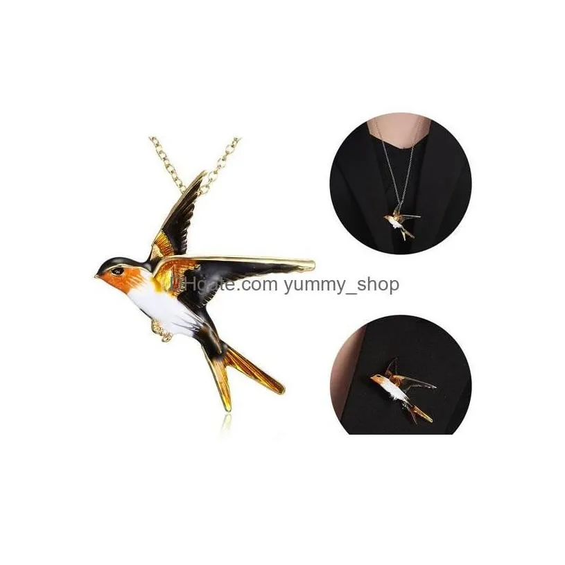 Pendant Necklaces Fashion Jewelry Llow Necklace Glaze Brooch Two Way Wearring Drop Delivery Pendants Dhj8B Dhxl7