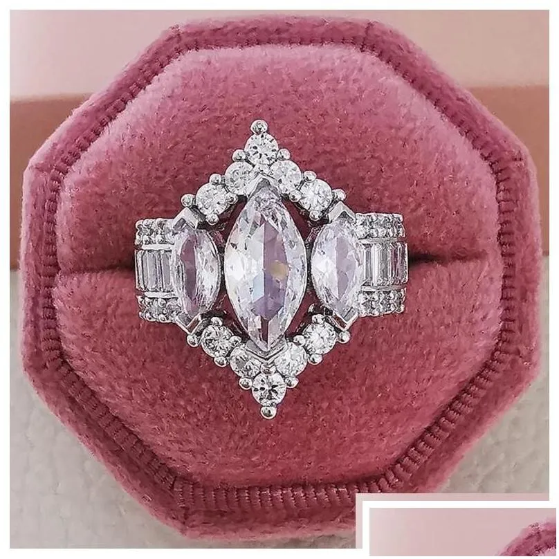 Wedding Rings 2023 Choucong Brand Luxury Jewelry 925 Sterling Sier Marquise Cut White Topaz Cz Diamond Eternity Women Engagement Ban