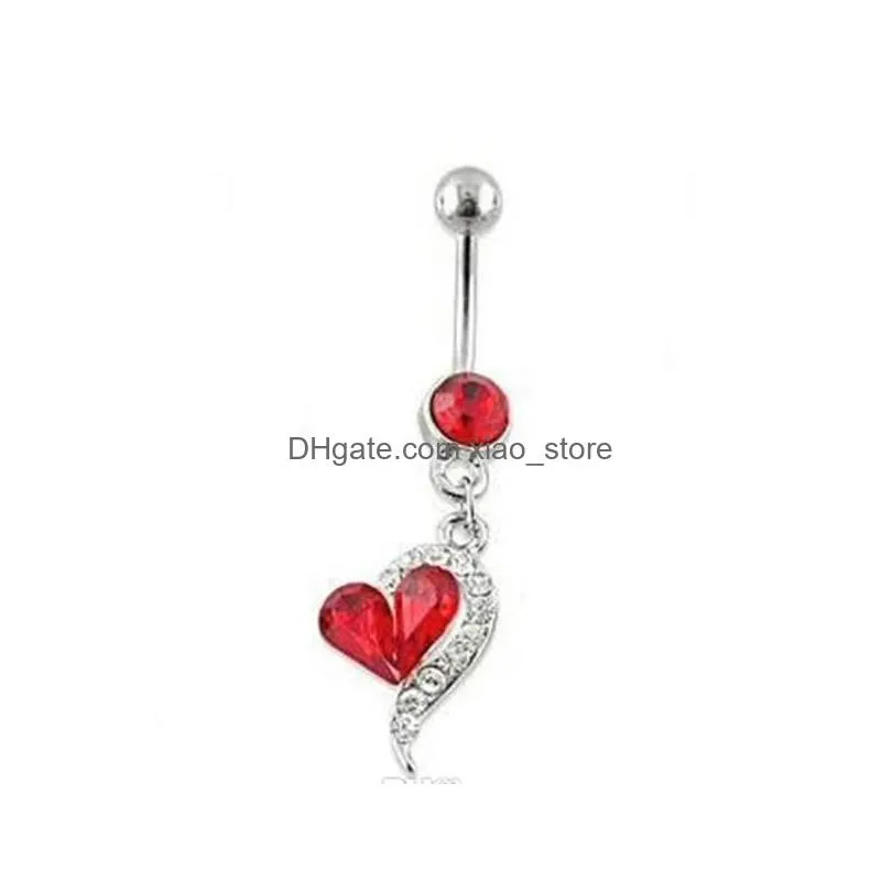 4 colors mix color heart style ring belly button ring navel rings body piercing jewelry dangle accessories fashion charm 7k1gu9847483