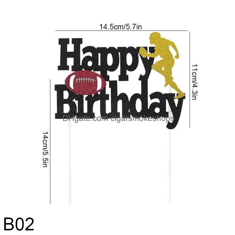 Other Festive & Party Supplies Football Theme Cake Topper Happy Birthday Soccer Cupcake Toppers Flage For Kids Boy Decoration Supplie Dhcaw