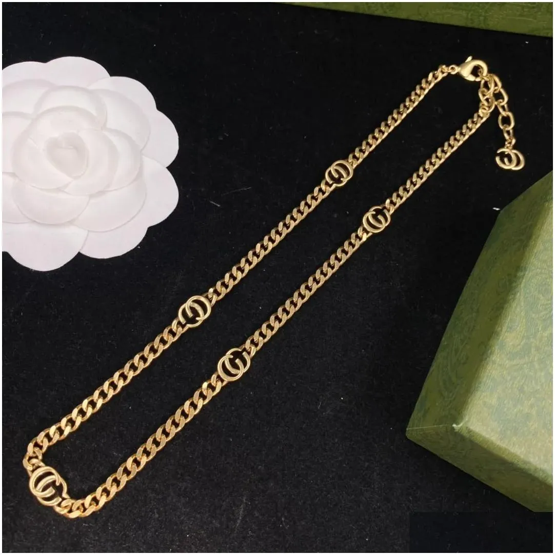 Pendant Necklaces Gold Designer G Jewelry Fashion Necklace Gift Mens Long Letter Chains For Men Women Golden Chain Jewlery Party G23 Dhjy2