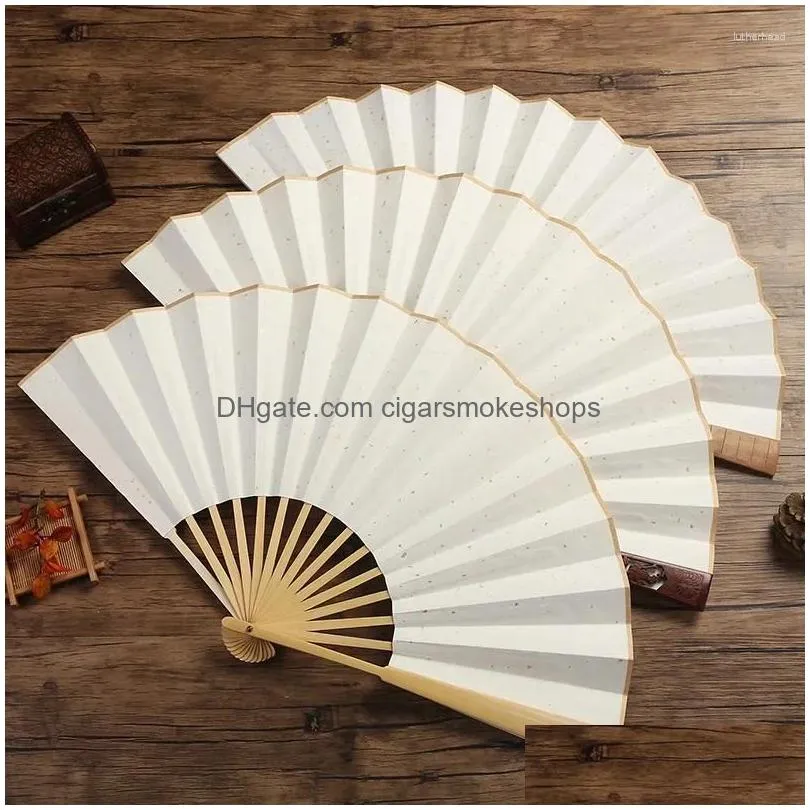 Decorative Objects & Figurines White Paper Fan With Blank Space For Calligraphy And Painting Diy Hand Dn 7/8/9/10 Inch Rice Folding Dr Dhux1