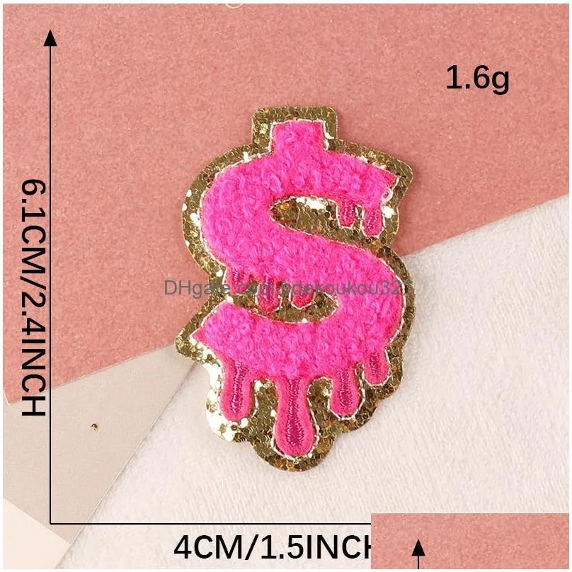 Sewing Notions & Tools Iron On Es Pink Face Butterfly Letter Cute Chenille Embroidered Decorative Appliques Sticker For Clothing Jean Dhz4X