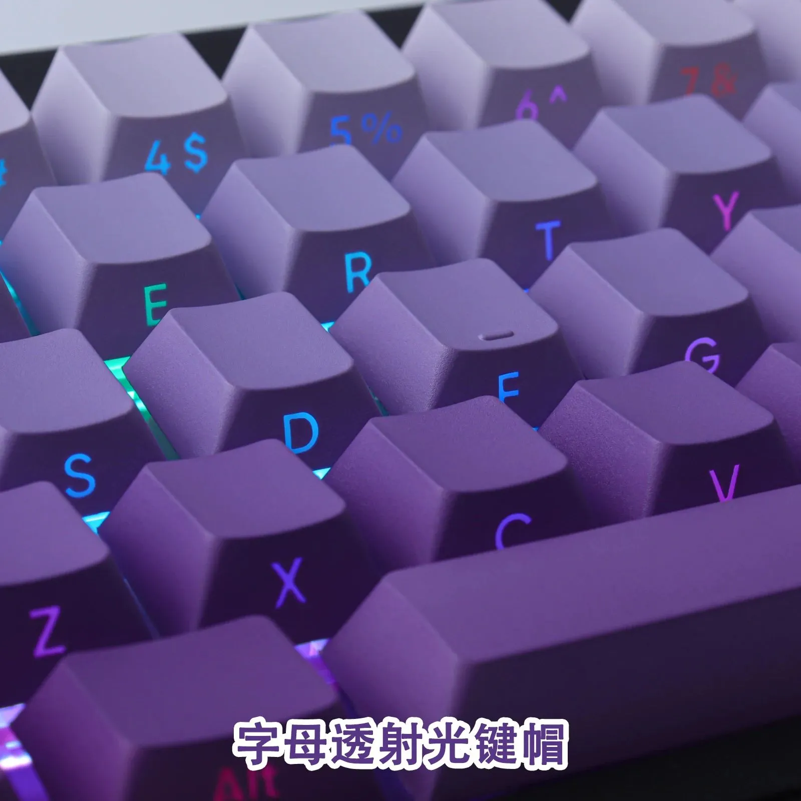 Accessories Purple Gradient Keycaps cherry Profile Backlit Transparent Keycap PBT Side Print Keycap For MX Switch GK61 87 104 Keyboard
