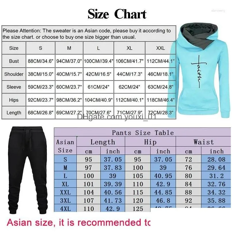 Women`S Two Piece Pants Womens Woman Tracksuit Set Winter Warm Hoodies Plovers Sweatshirts Female Jogging Clothing Sports Suit Outfit Dhdue