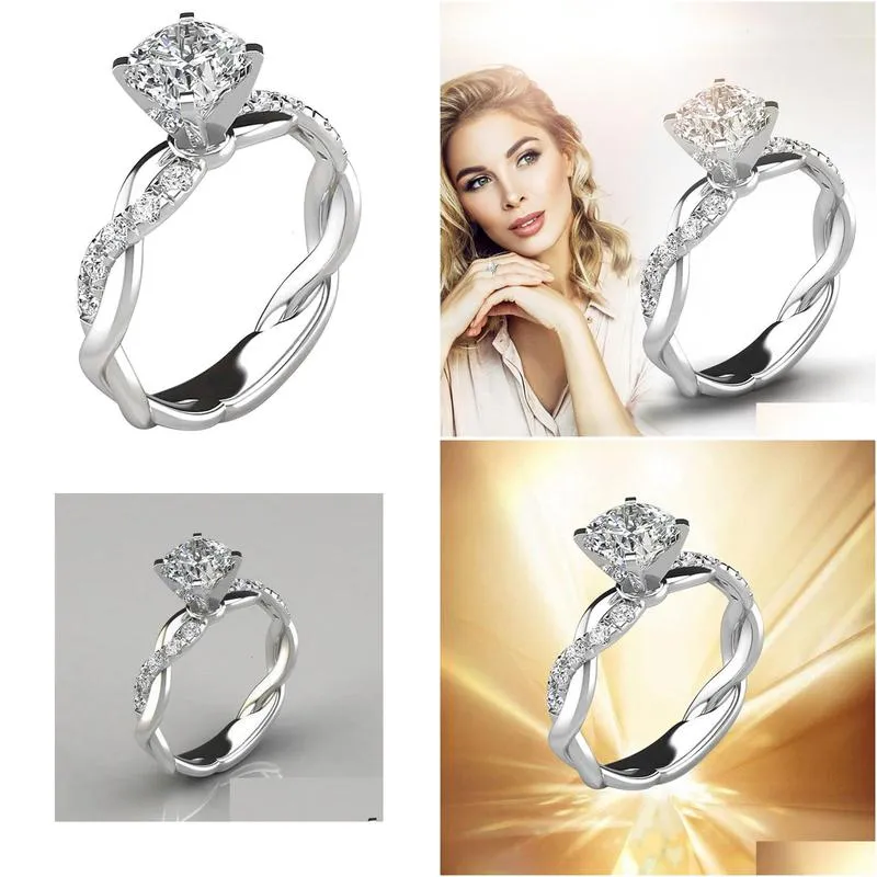 Solitaire Ring Wedding Engagement Party Gift Rings For Women Silver Color Dimond Bridal Zircon Elegant Fashion Bague Femme 2022 230918