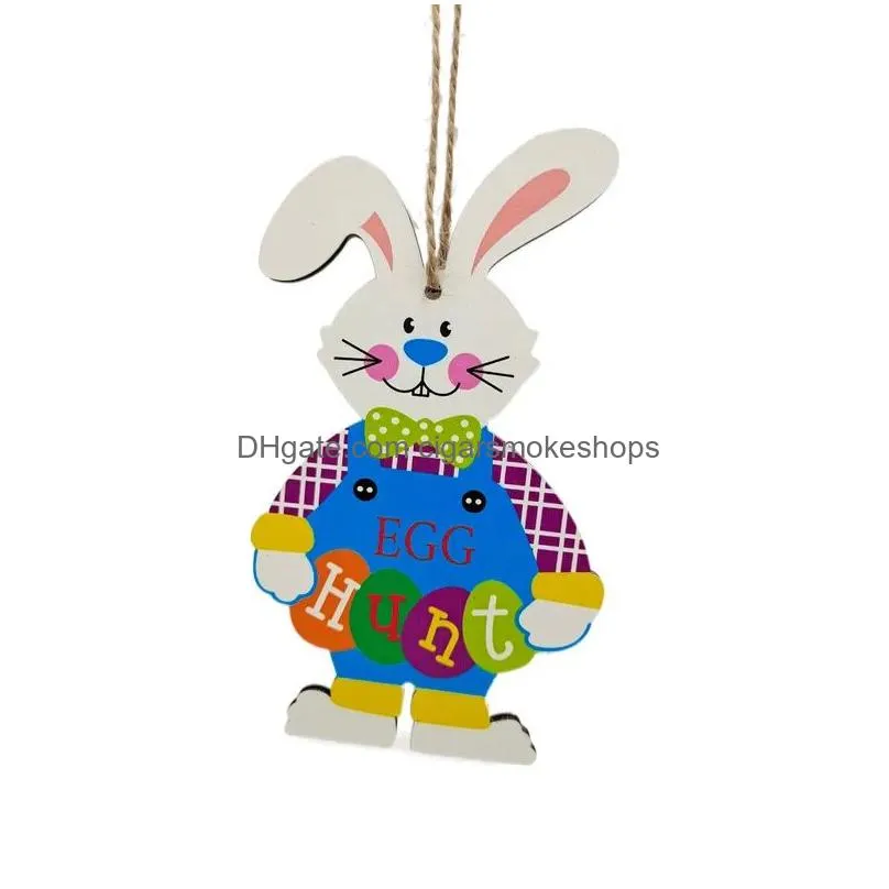 Other Festive & Party Supplies 15Cm Wooden Hanging Ornaments Bunny Rabbit Themed Tags For Easter Home Wall Tree Decor 0123 Drop Delive Dhpuf