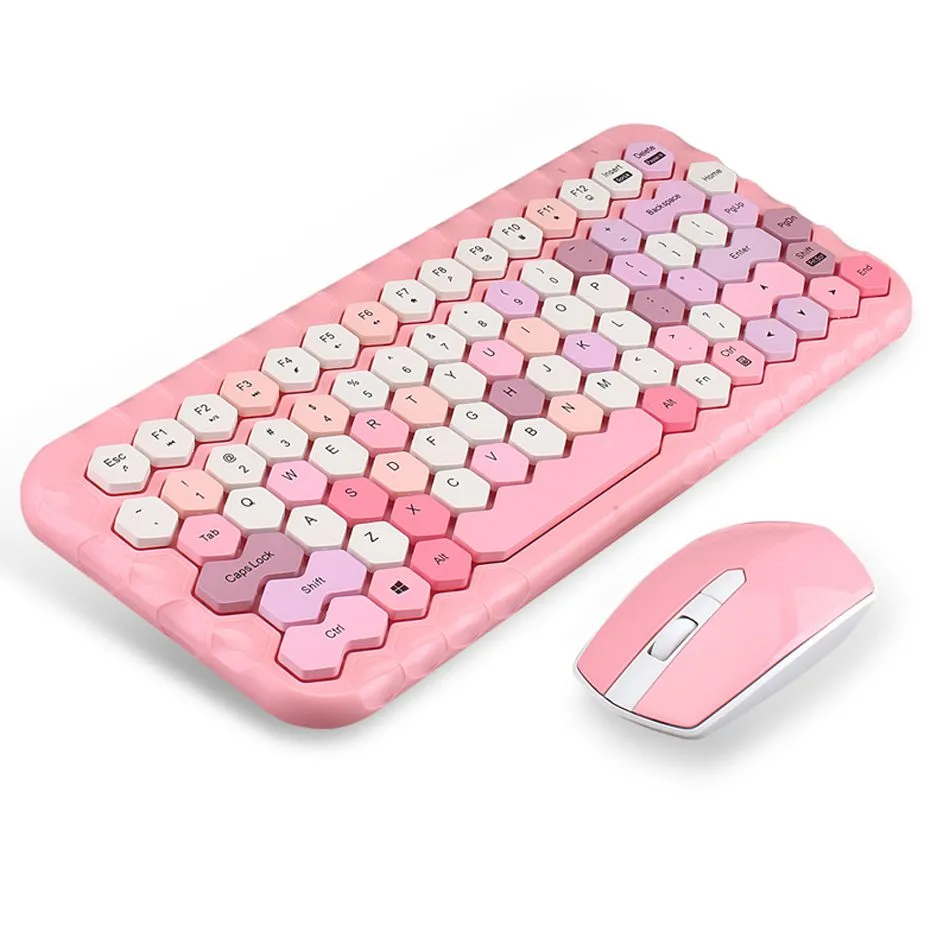 MOFII 2.4G Wireless Keyboard Mouse Set Girl Heart Combos Suitable for Notebook Desktop Universal Gaming Keyboards