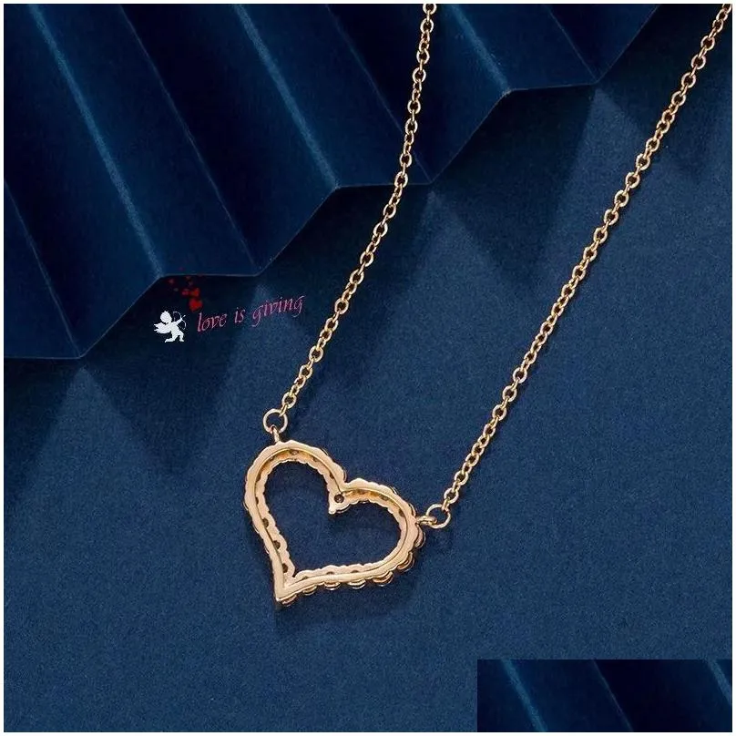 Pendant Necklaces T Necklace S Sier Heart-Shaped Size Fl Of Diamond Clavicle Chain Light Drop Delivery Jewelry Pendants Dhlmc