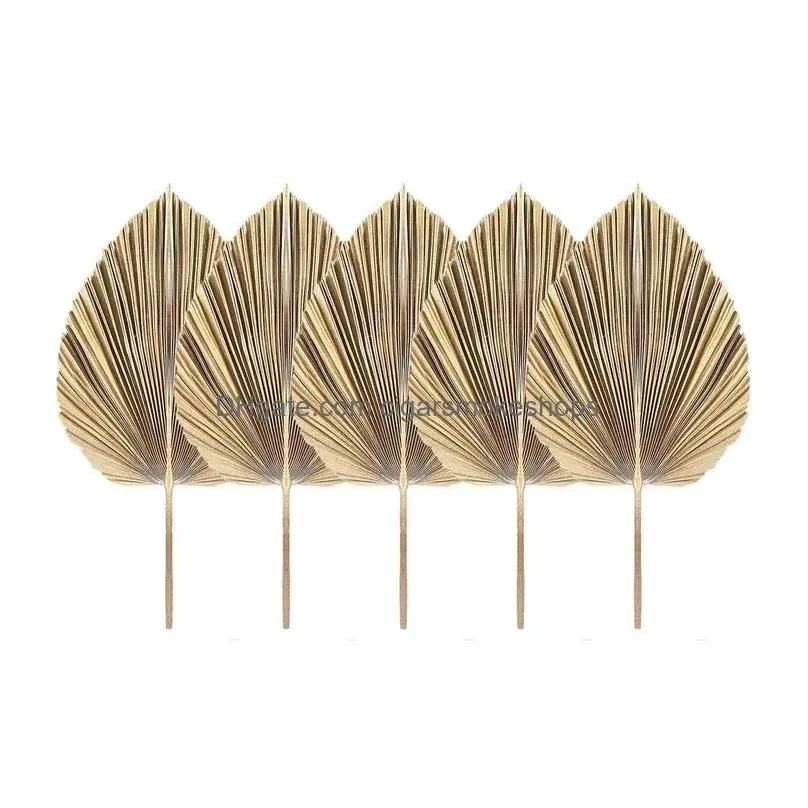 Decorative Objects & Figurines 5Pcs Natural Dried Palm Leaves Tropical Fans Boho Dry Decor For Home Kitchen Wedding Drop Delivery Gard Dhshb