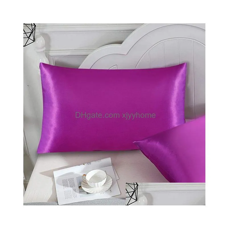 Pillow Case 20X26 Inch Silk Satin Cooling Envelope Pillowcase Ice Silks Skin-Friendly Pillowslip Er Bedding Supplies 19 Drop Delivery Dhpni