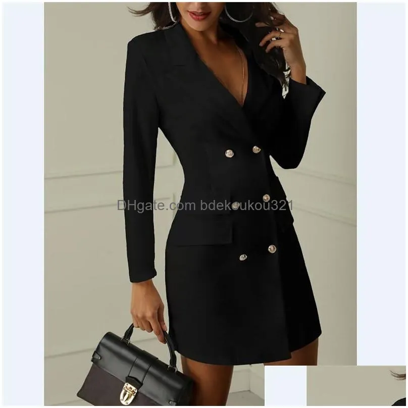 Women`S Suits & Blazers Womens White Ladies Blazer Dress Women Suit Winter Y Long Sleeve Party Female Button Girl Jacket 2021 Drop De Dhlyo