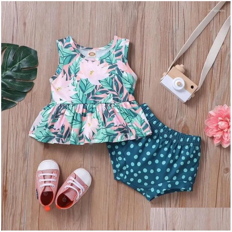 Clothing Sets Baby Girl Clothes Set Summer 2 Pcs Lotus Sleeveless Tops Dot Briefs Casual Boho Infant 0-18M